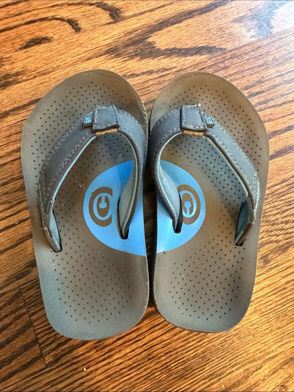 Kids Cobian Flip Flop Sandals with Blue Insole Accent